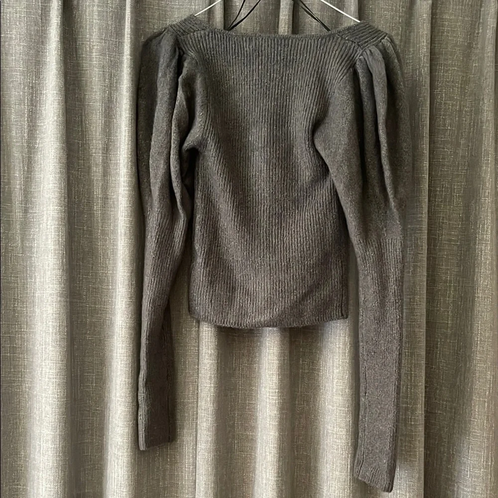 Gray Button-Up Ribbed Top - Picture 3 of 3